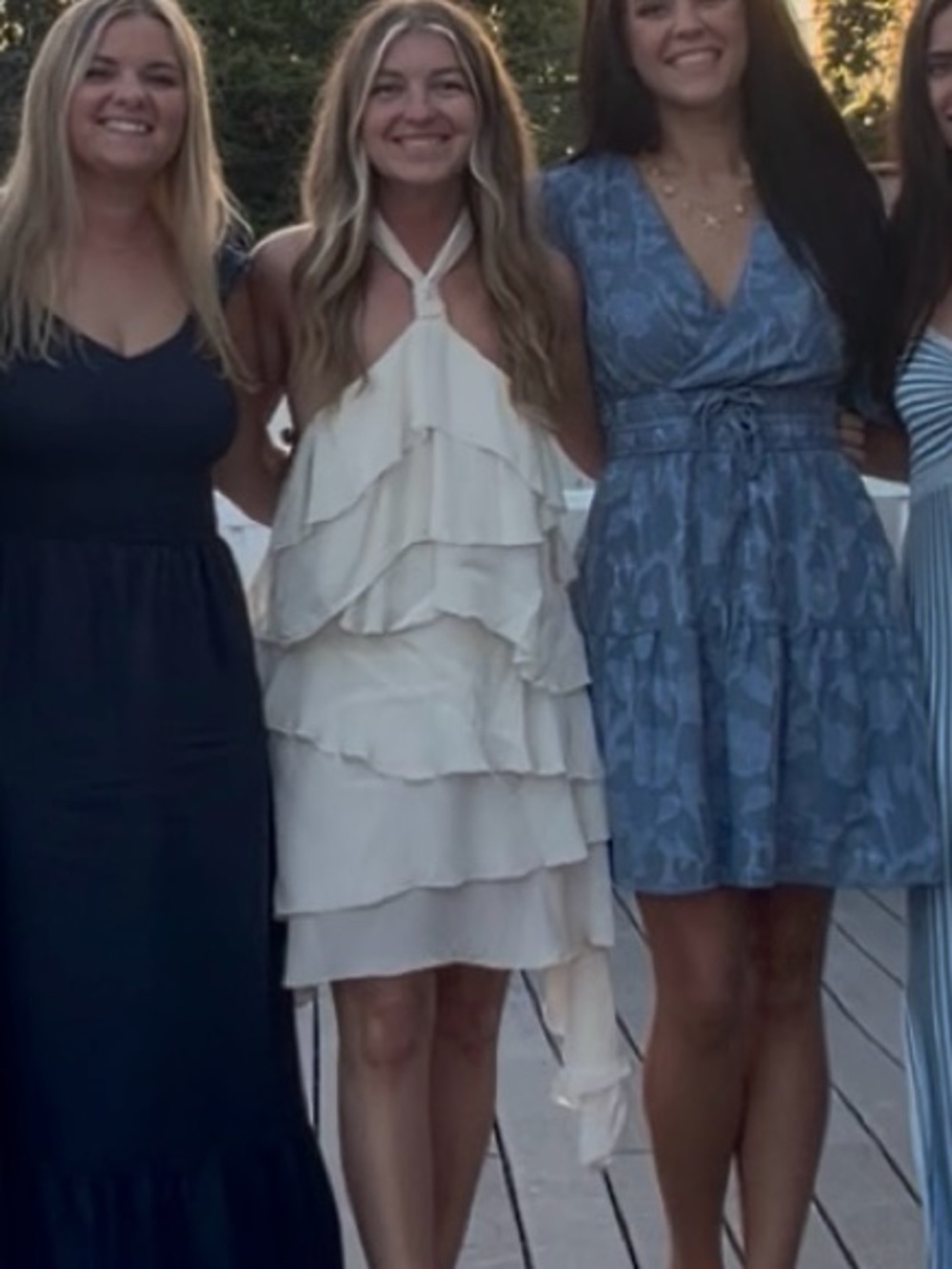 White ruffle halter dress